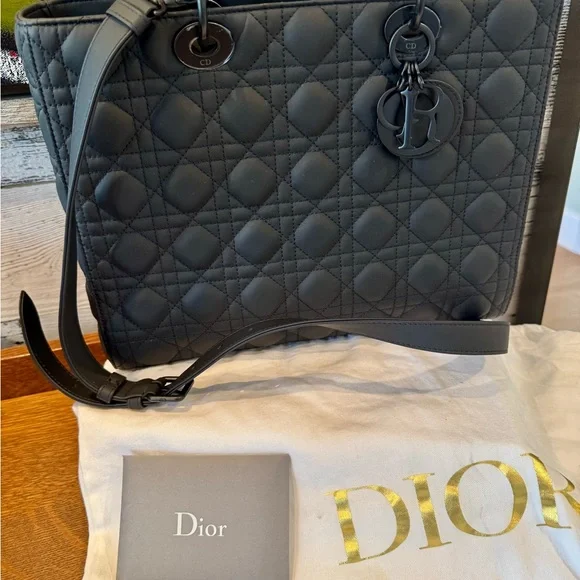 Christian Dior Ultra Matte Lady Dior Bag Cannage Quilt Calfskin Large Black - Picture 15 of 15